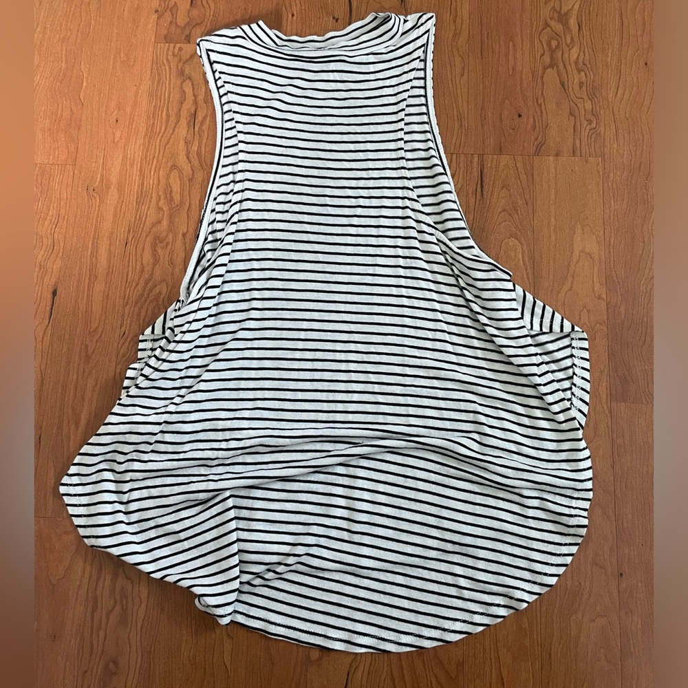 Black and white striped high neck tank top
